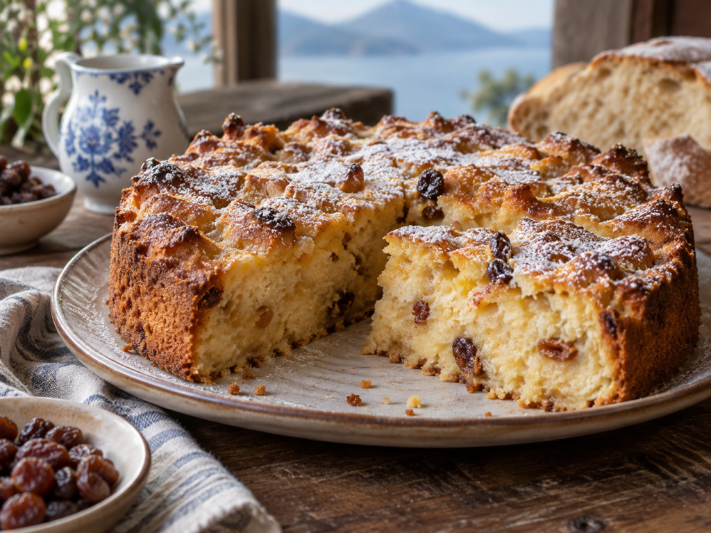 Torta di pane e latte del Verbano con pane raffermo, latte e uvetta