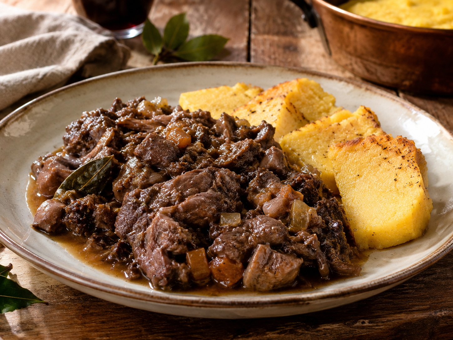 Tapulone di Borgomanero con polenta, piatto tradizionale novarese