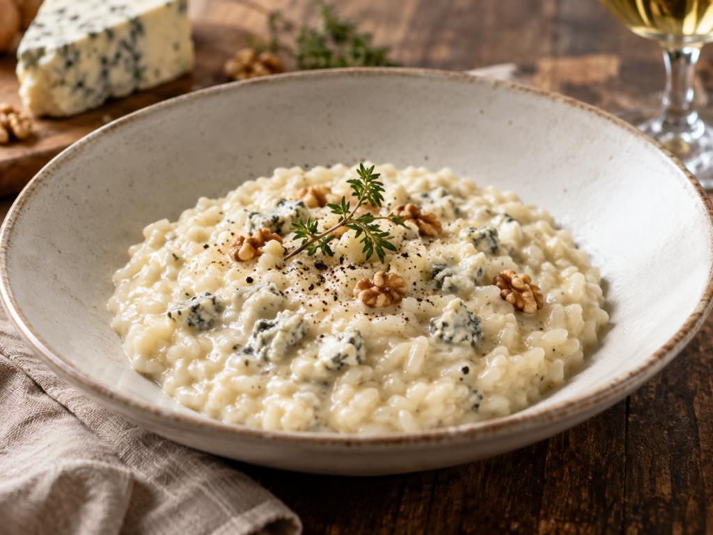 Risotto al Gorgonzola, primo piatto cremoso della tradizione novarese