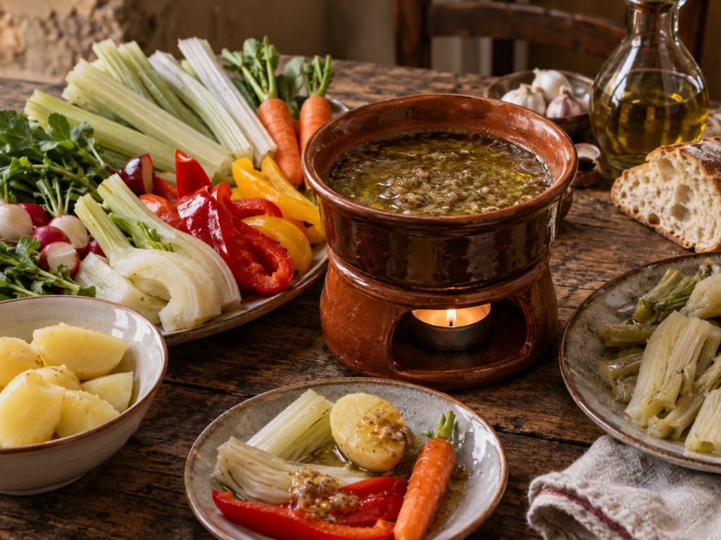 Bagna càuda piemontese servita con verdure di stagione