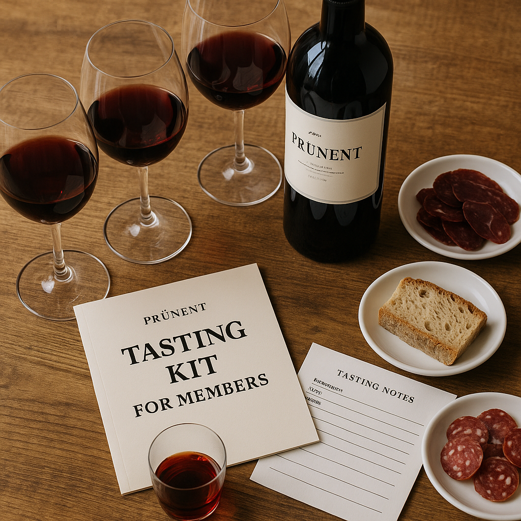 Kit di degustazione Prünent per soci: guida pratica, ordine di servizio e menu di abbinamenti